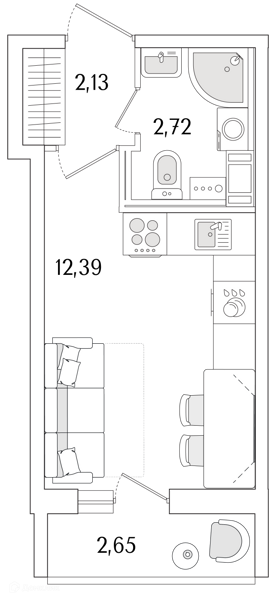 Планировка: Студия · 18,57 м²