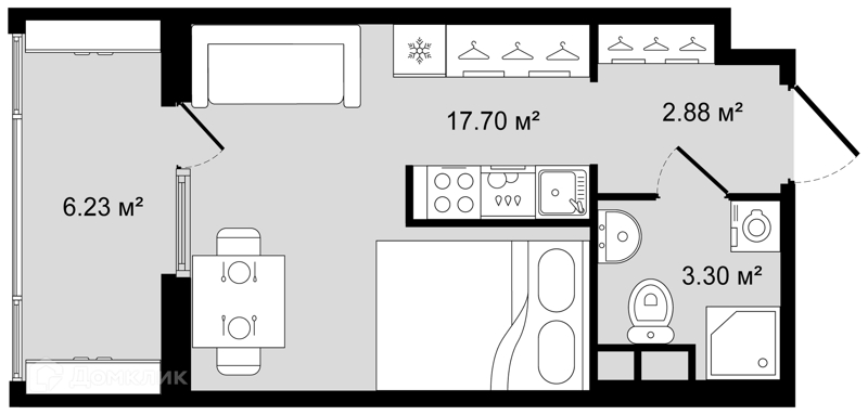 Планировка: Студия · 27 м²
