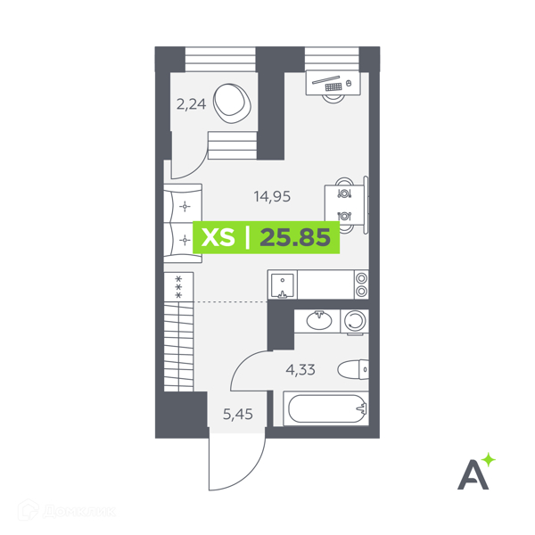 Планировка: Студия · 25,85 м²