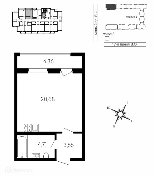 Планировка: 1 комната · 30,25 м²