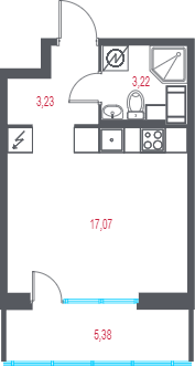 Планировка: Студия · 25,17 м²