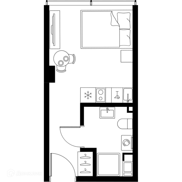 Планировка квартиры: Студия · 20 м²