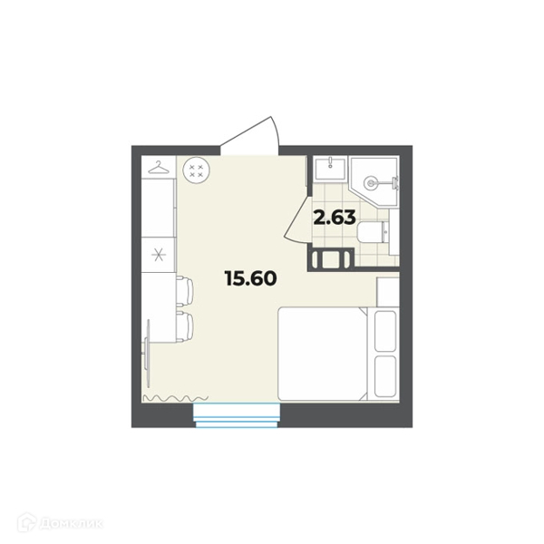 Планировка квартиры: Студия · 18,23 м²