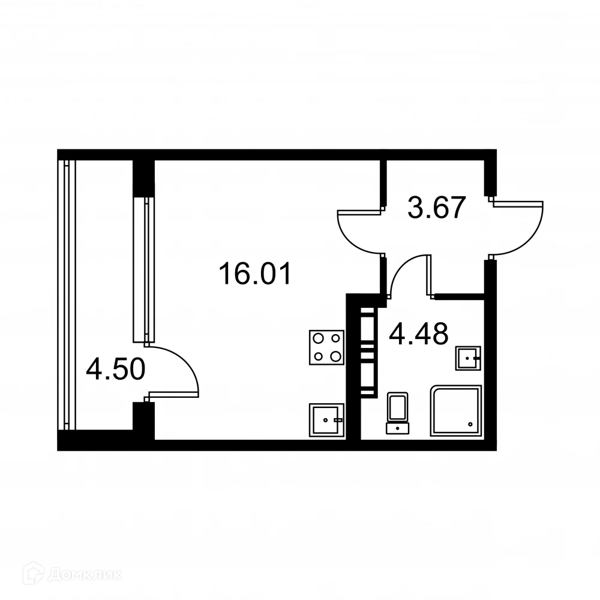 Планировка: Студия · 26,41 м²