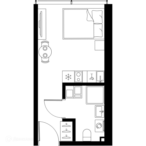 Планировка квартиры: Студия · 20,2 м²