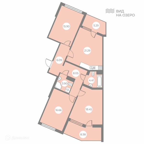 Планировка: 3 комнаты · 101,59 м²