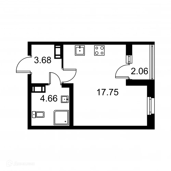 Планировка: Студия · 27,12 м²