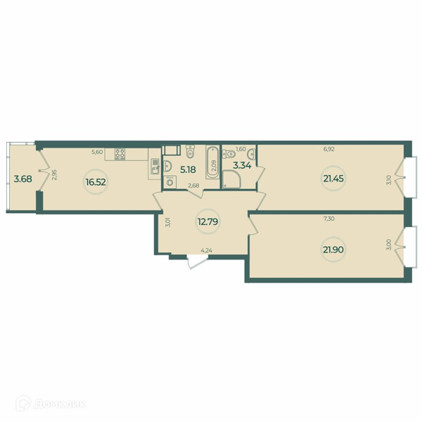 Планировка: 2 комнаты · 82,28 м²