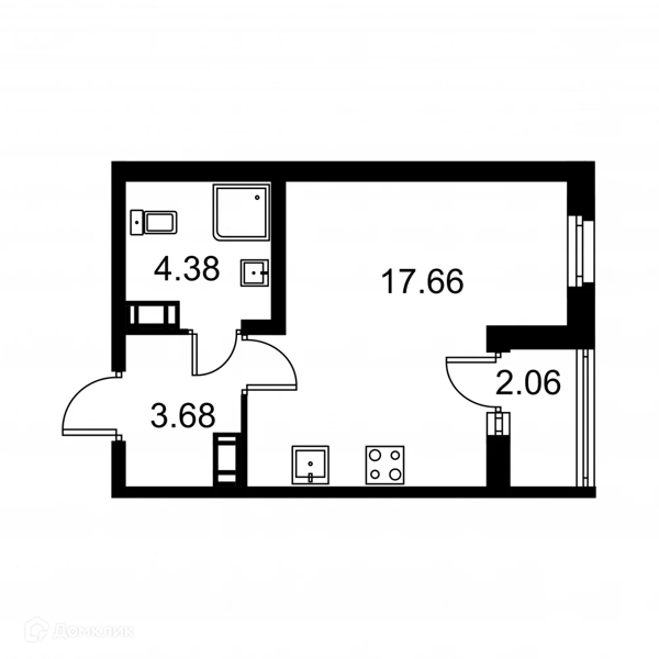 Планировка: Студия · 26,75 м²