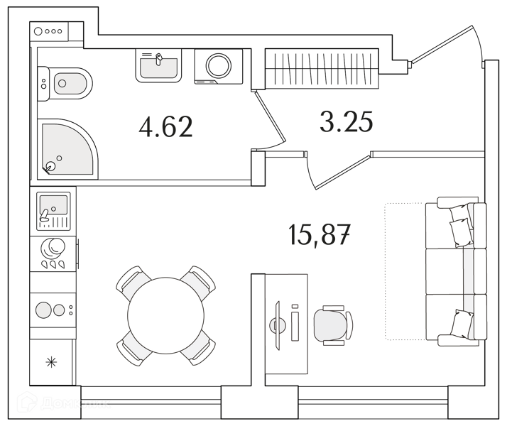 Планировка: Студия · 23,74 м²