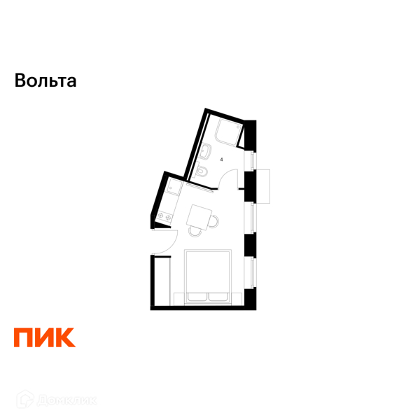 Планировка квартиры: Студия · 18,8 м²