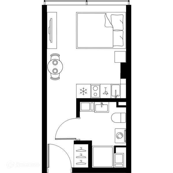 Планировка квартиры: Студия · 20 м²