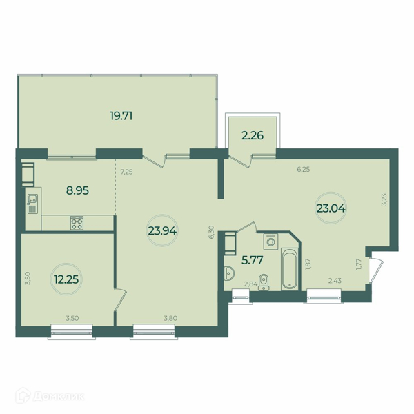 Планировка: 1 комната · 80,78 м²