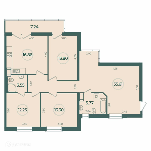 Планировка: 3 комнаты · 103,31 м²