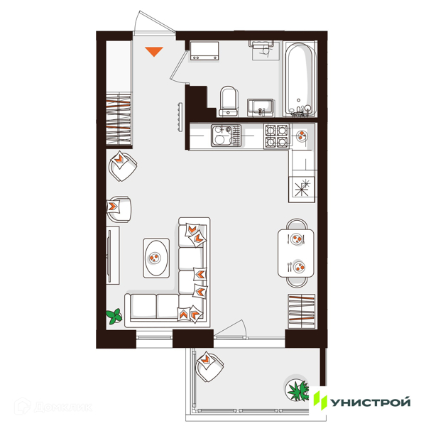 Планировка: Студия · 31,56 м²