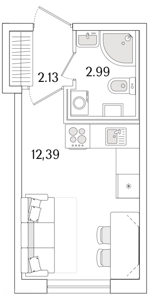 Планировка: Студия · 17,51 м²