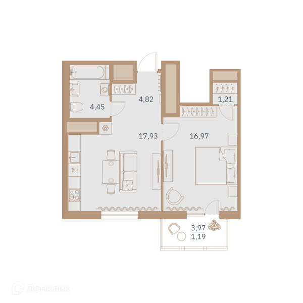 Планировка: 1 комната · 47 м²