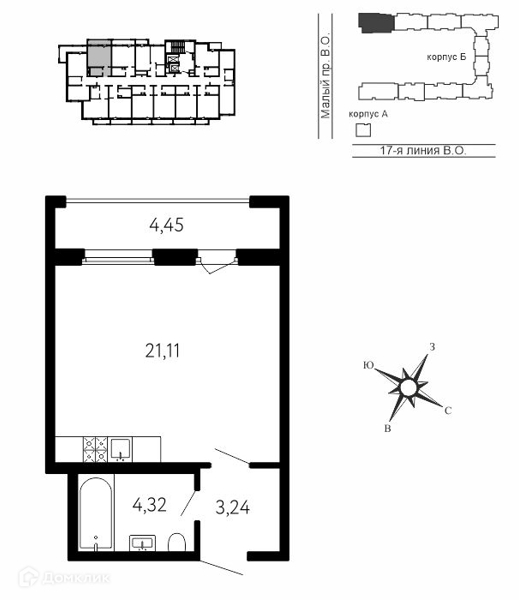 Планировка: 1 комната · 30,01 м²