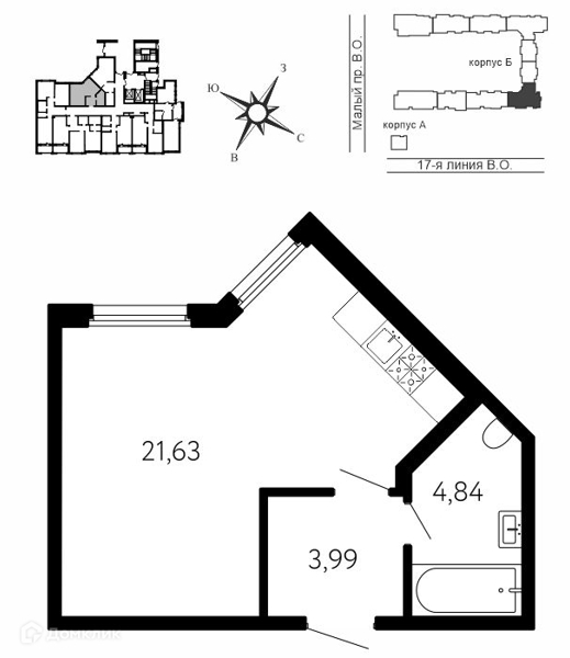 Планировка: 1 комната · 30,46 м²