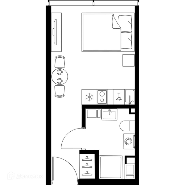 Планировка квартиры: Студия · 20,1 м²