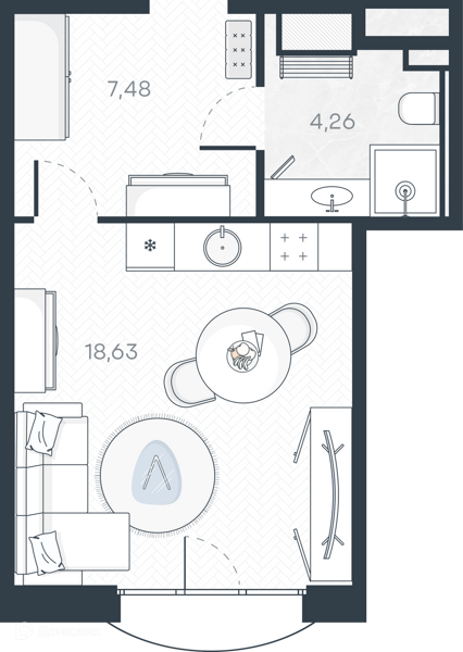 Планировка: Студия · 31,12 м²