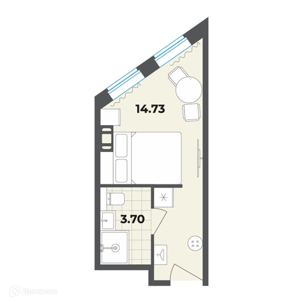 Планировка квартиры: Студия · 18,43 м²