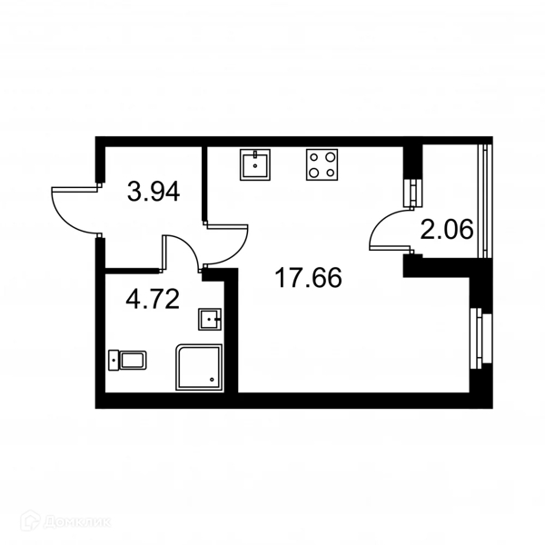 Планировка: Студия · 27,35 м²