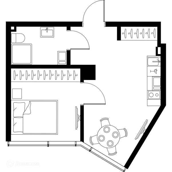 Планировка: 1 комната · 31,9 м²