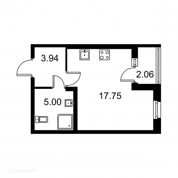 Планировка: Студия · 27,72 м²