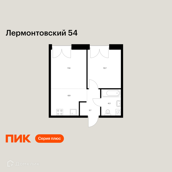 Планировка: 1 комната · 37,2 м²