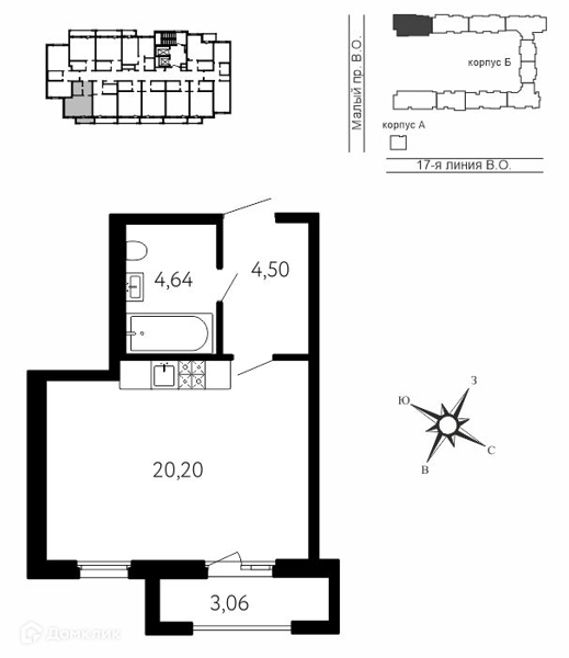 Планировка: 1 комната · 30,26 м²