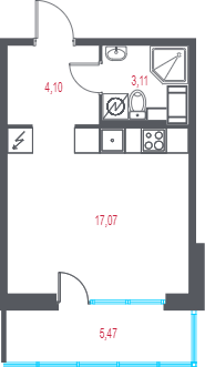 Планировка: Студия · 25,92 м²