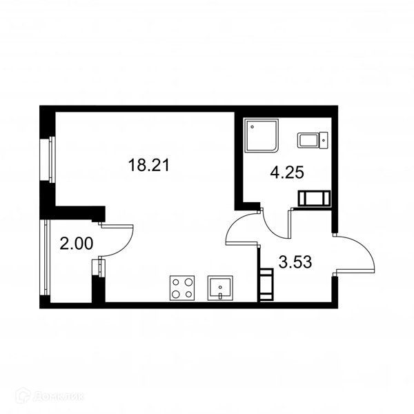 Планировка: Студия · 26,99 м²