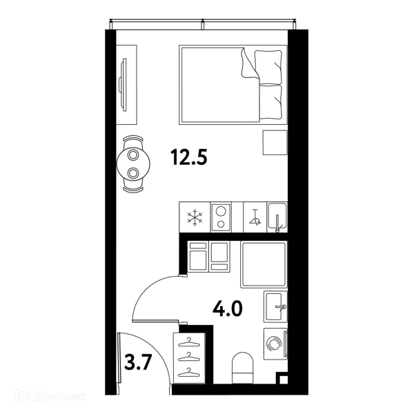 Планировка: Студия · 20,2 м²