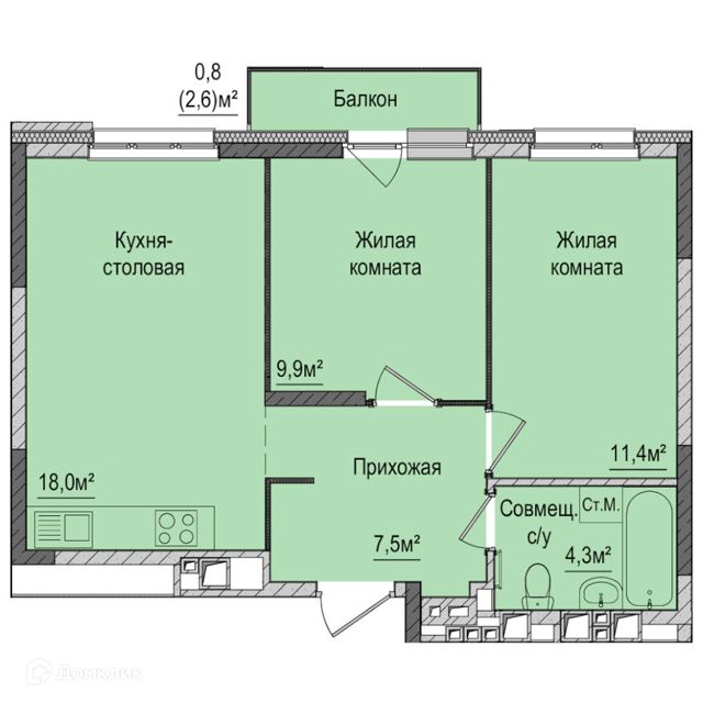 Дизайн двухкомнатной квартиры п3 17