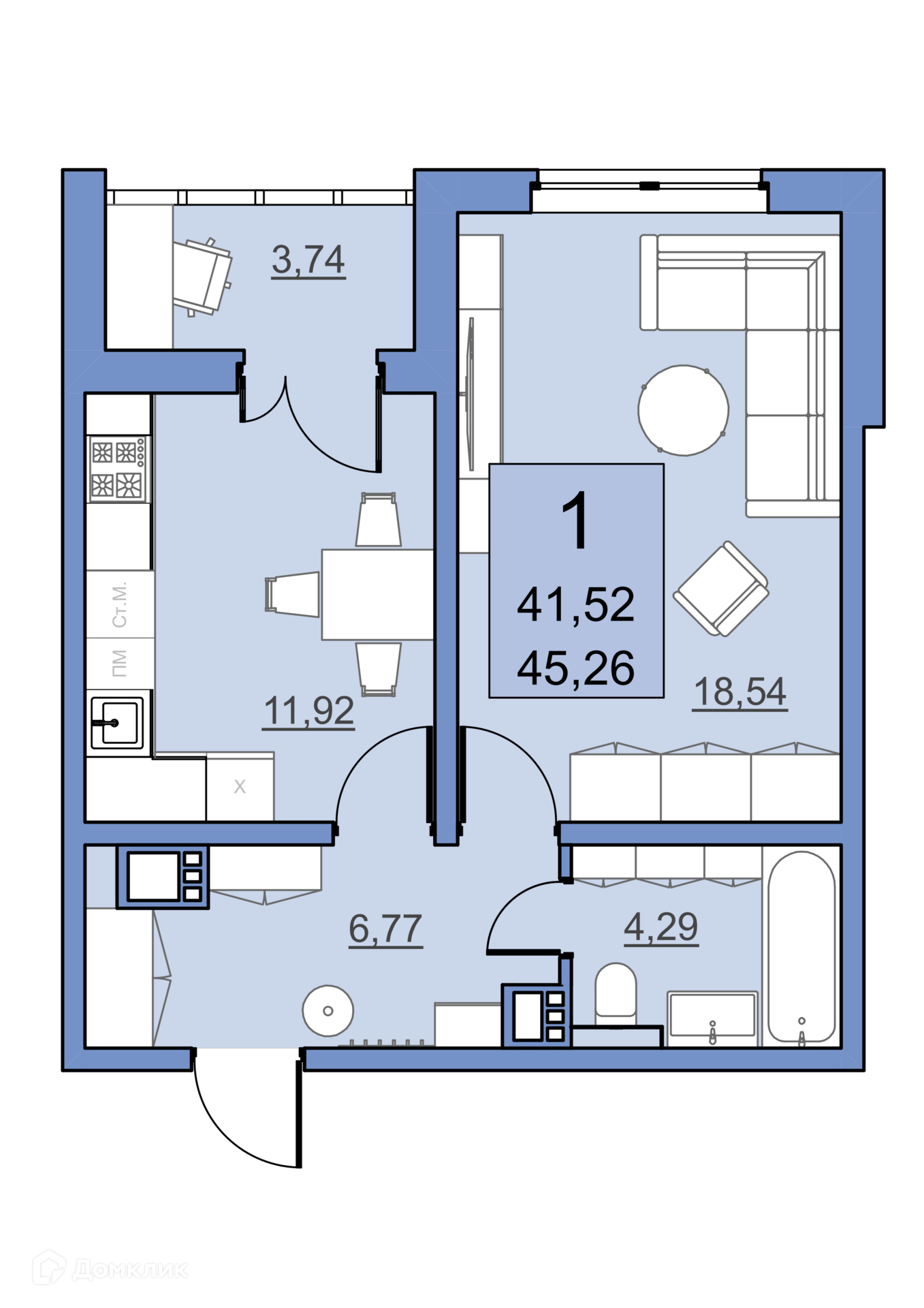 Купить 1-комнатную квартиру, 41.52 м² по адресу Саратов, улица имени  Академика Н.Н. Семёнова, 21, 19 этаж за 4 295 000 руб. в Домклик — поиск,  проверка, безопасная сделка с жильем в офисе Сбербанка.