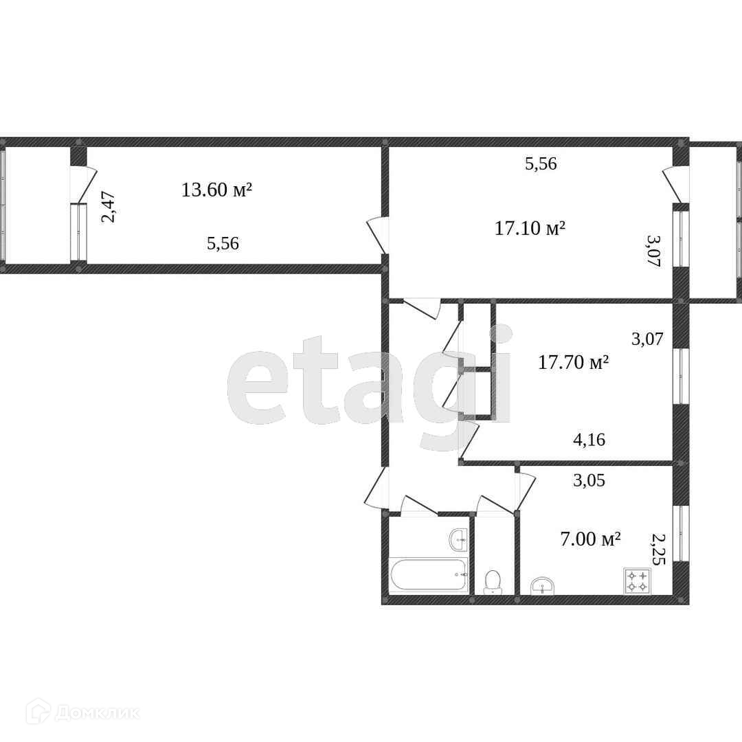 Купить 3-комнатную квартиру, 59.9 м² по адресу Новосибирск, улица  Кропоткина, 104, 2 этаж, метро Гагаринская за 7 000 000 руб. в Домклик —  поиск, проверка, безопасная сделка с жильем в офисе Сбербанка.