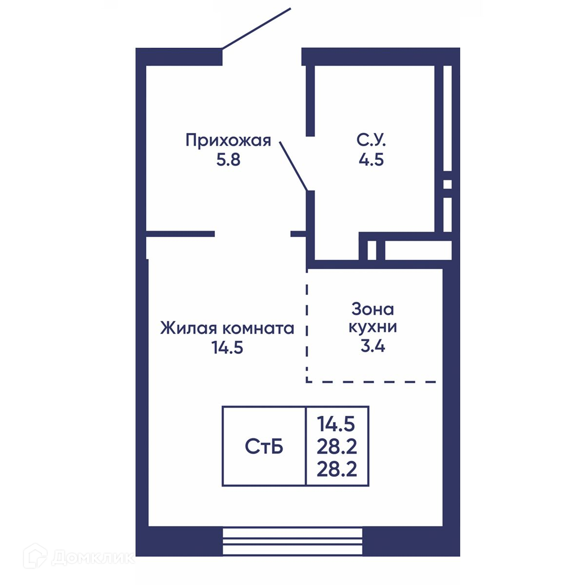 квартира, 28.2 м²