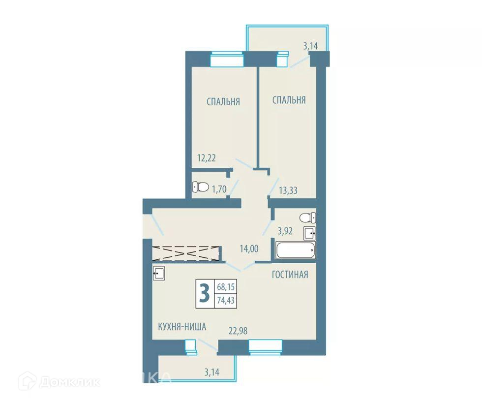 Купить 3-комнатную квартиру, 74.43 м² по адресу Красноярский край,  Железногорск, Комсомольская улица, 19, 5 этаж за 8 338 000 руб. в Домклик —  поиск, проверка, безопасная сделка с жильем в офисе Сбербанка.