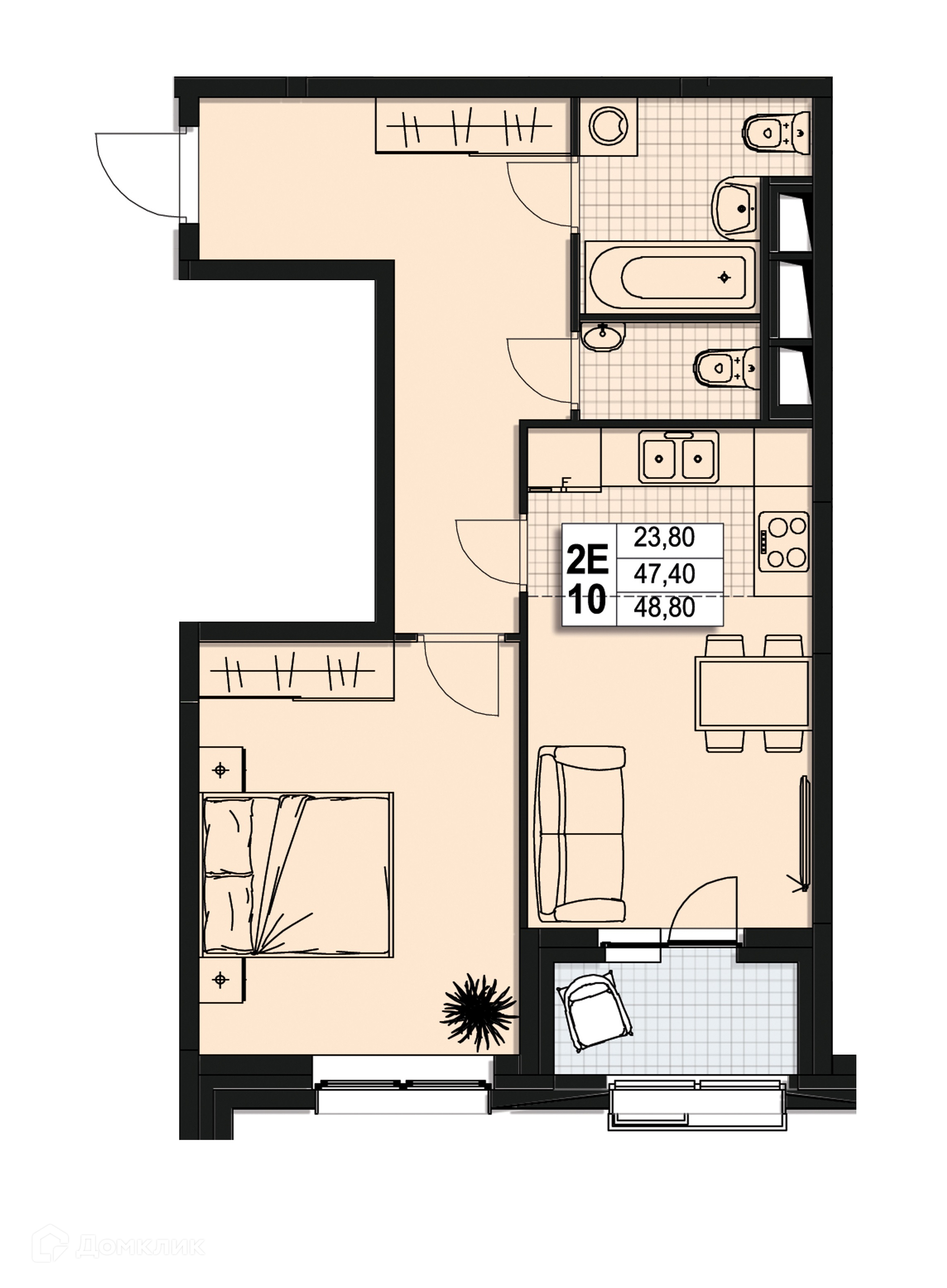 Купить 2-комнатную квартиру, 46.8 м² по адресу Московская область, Мытищи,  Новомытищинский проспект, 62к1, 4 этаж, метро Медведково за 9 744 384 руб.  в Домклик — поиск, проверка, безопасная сделка с жильем в офисе Сбербанка.