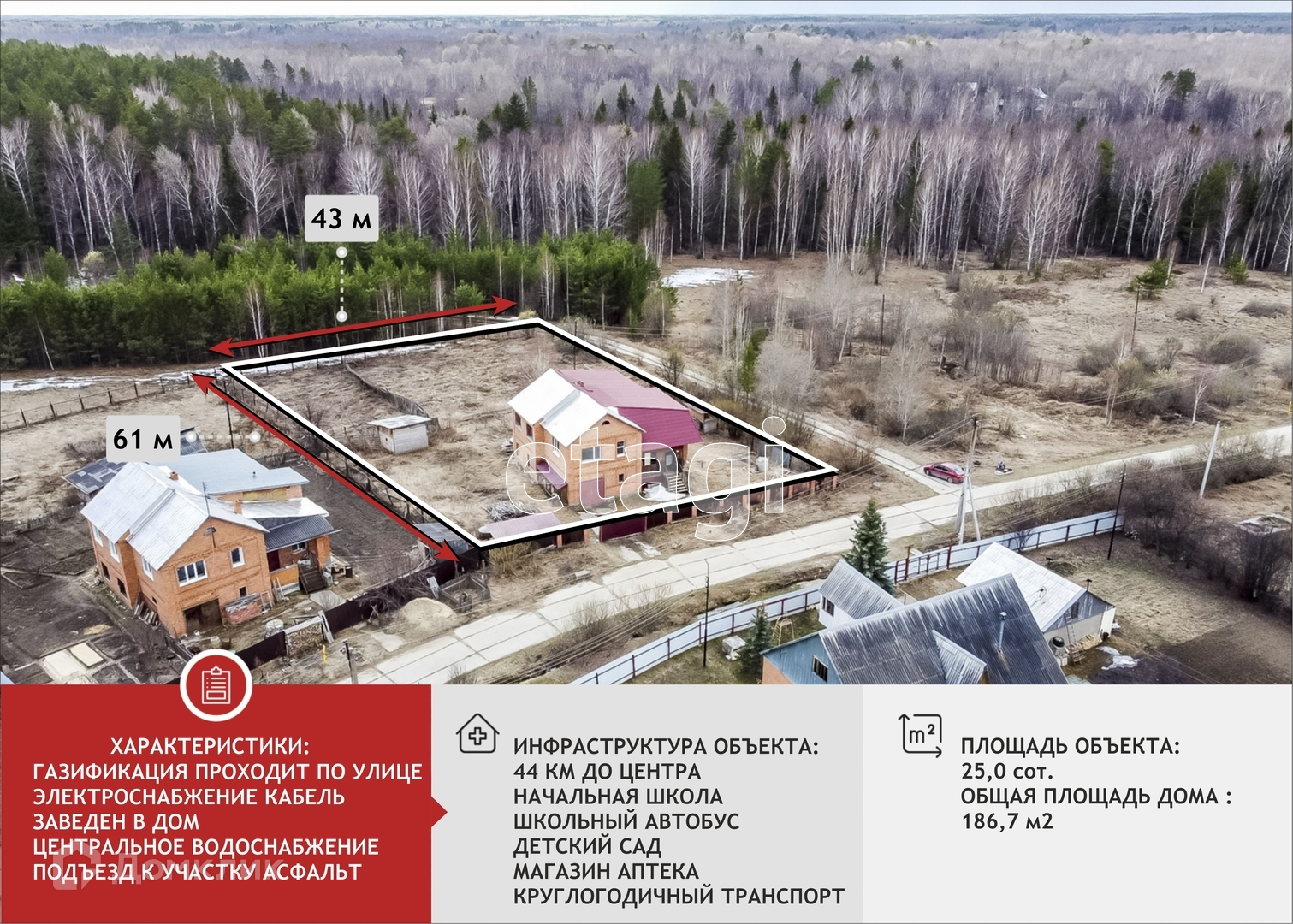 Купить дом, 186.7 м² по адресу Тюменская область, Ялуторовский район,  деревня Красный Яр, Новая улица за 2 900 000 руб. в Домклик — поиск,  проверка, безопасная сделка с жильем в офисе Сбербанка.