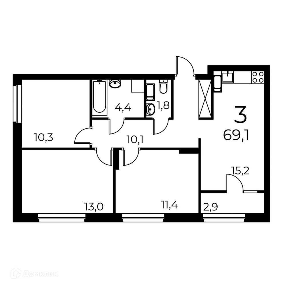 Купить 3-комнатную квартиру, 69.1 м² по адресу Нижний Новгород, улица  Коперника, 15, 17 этаж за 10 779 600 руб. в Домклик — поиск, проверка,  безопасная сделка с жильем в офисе Сбербанка.