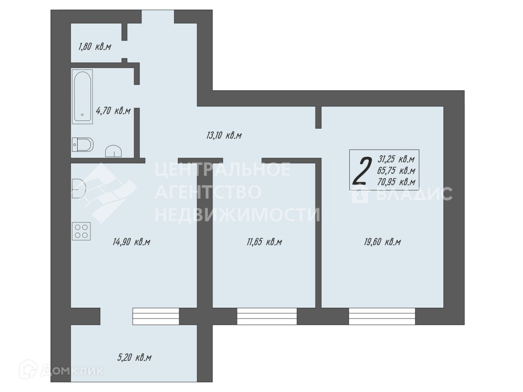 Купить 2-комнатную квартиру, 70.95 м² по адресу Рязань, Татарская улица,  22, 8 этаж за 6 999 000 руб. в Домклик — поиск, проверка, безопасная сделка  с жильем в офисе Сбербанка.