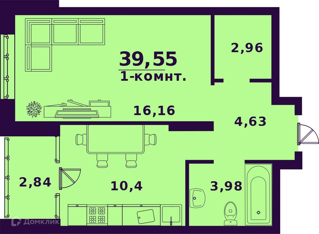 Купить 1-комнатную квартиру, 39.55 м² по адресу Ульяновск, Сиреневый  проезд, 5, 17 этаж за 3 638 600 руб. в Домклик — поиск, проверка,  безопасная сделка с жильем в офисе Сбербанка.