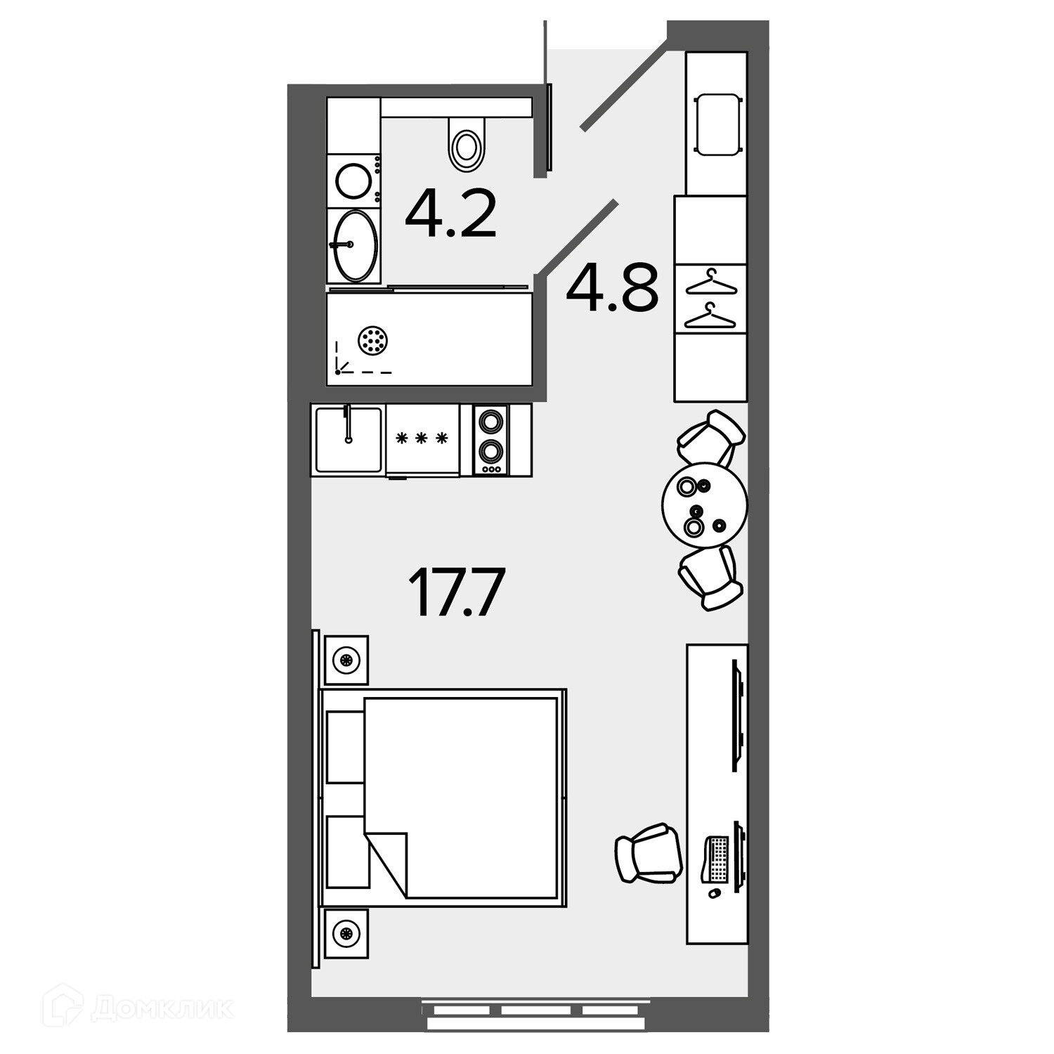 Купить апартаменты-студию, 26.1 м² по адресу Санкт-Петербург, Московский  проспект, 103, 16 этаж, метро Московские ворота за 9 850 000 руб. в Домклик  — поиск, проверка, безопасная сделка с жильем в офисе Сбербанка.