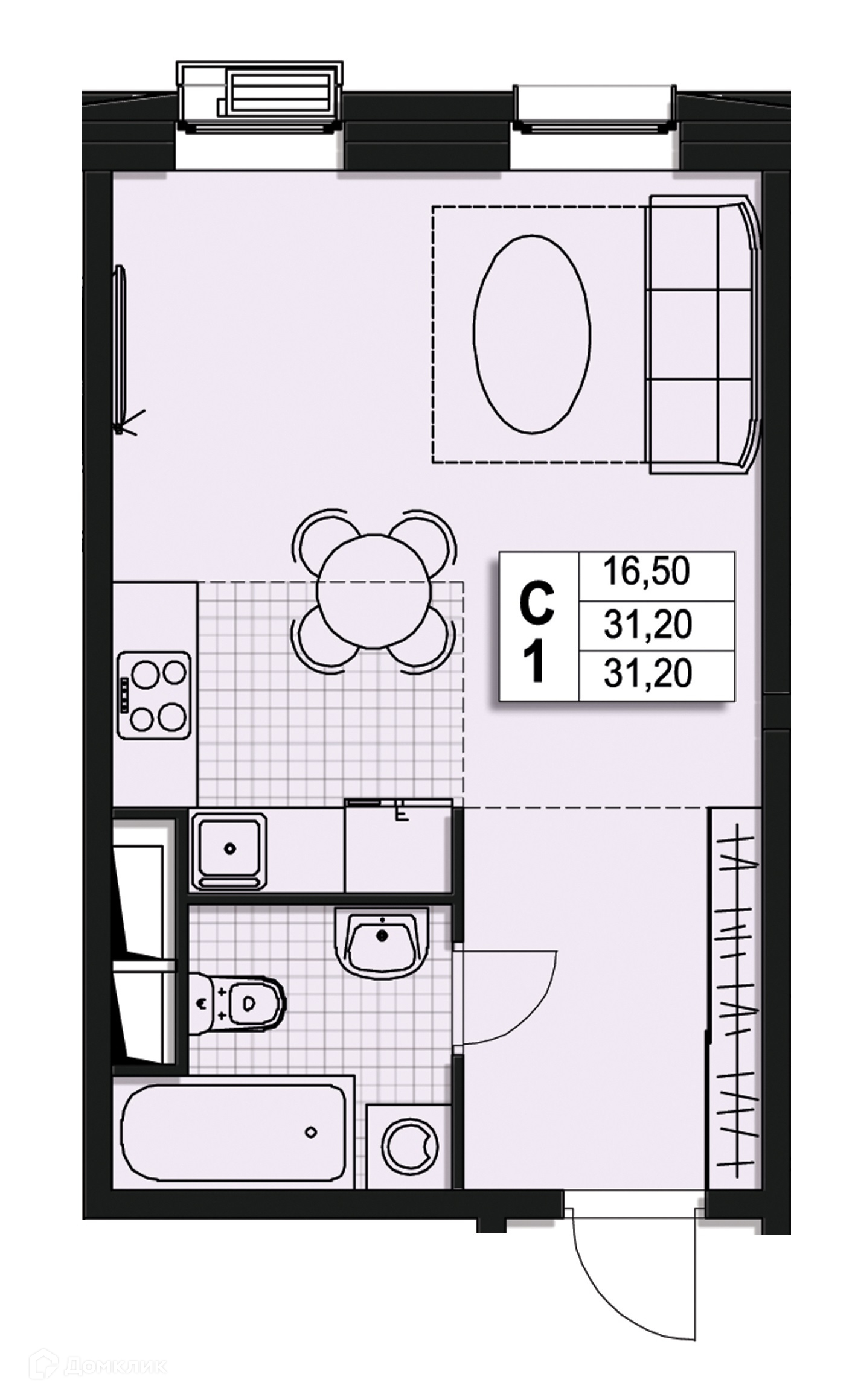 Купить студию, 31.1 м² по адресу Московская область, Мытищи,  Новомытищинский проспект, 62к1, 4 этаж, метро Медведково за 6 651 840 руб.  в Домклик — поиск, проверка, безопасная сделка с жильем в офисе Сбербанка.