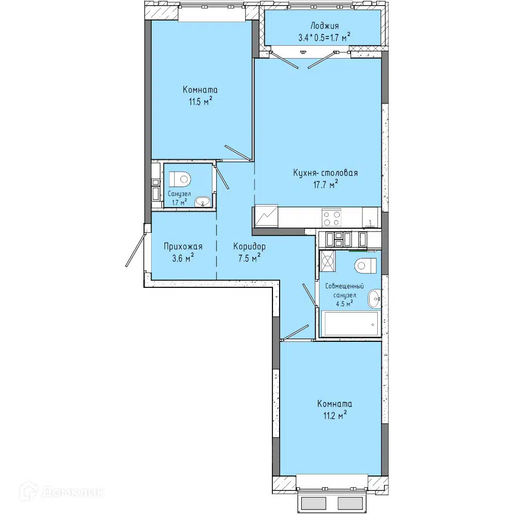 Купить 2-комнатную квартиру, 59 м² в ЖК Скандинавия по адресу Удмуртская  Республика, Ижевск, улица Ленина, 97А, недорого – Домклик