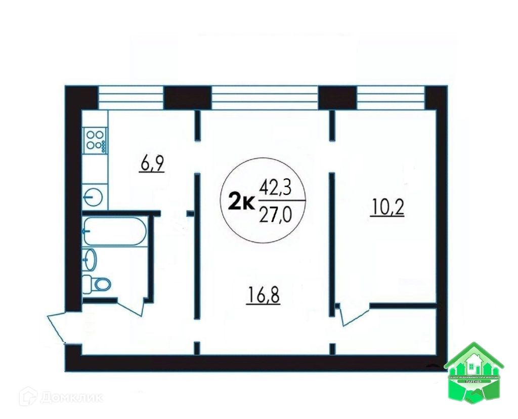 Купить 2-комнатную квартиру, 42.3 м² по адресу Ярославль, Тутаевское шоссе,  63, 1 этаж за 2 300 000 руб. в Домклик — поиск, проверка, безопасная сделка  с жильем в офисе Сбербанка.