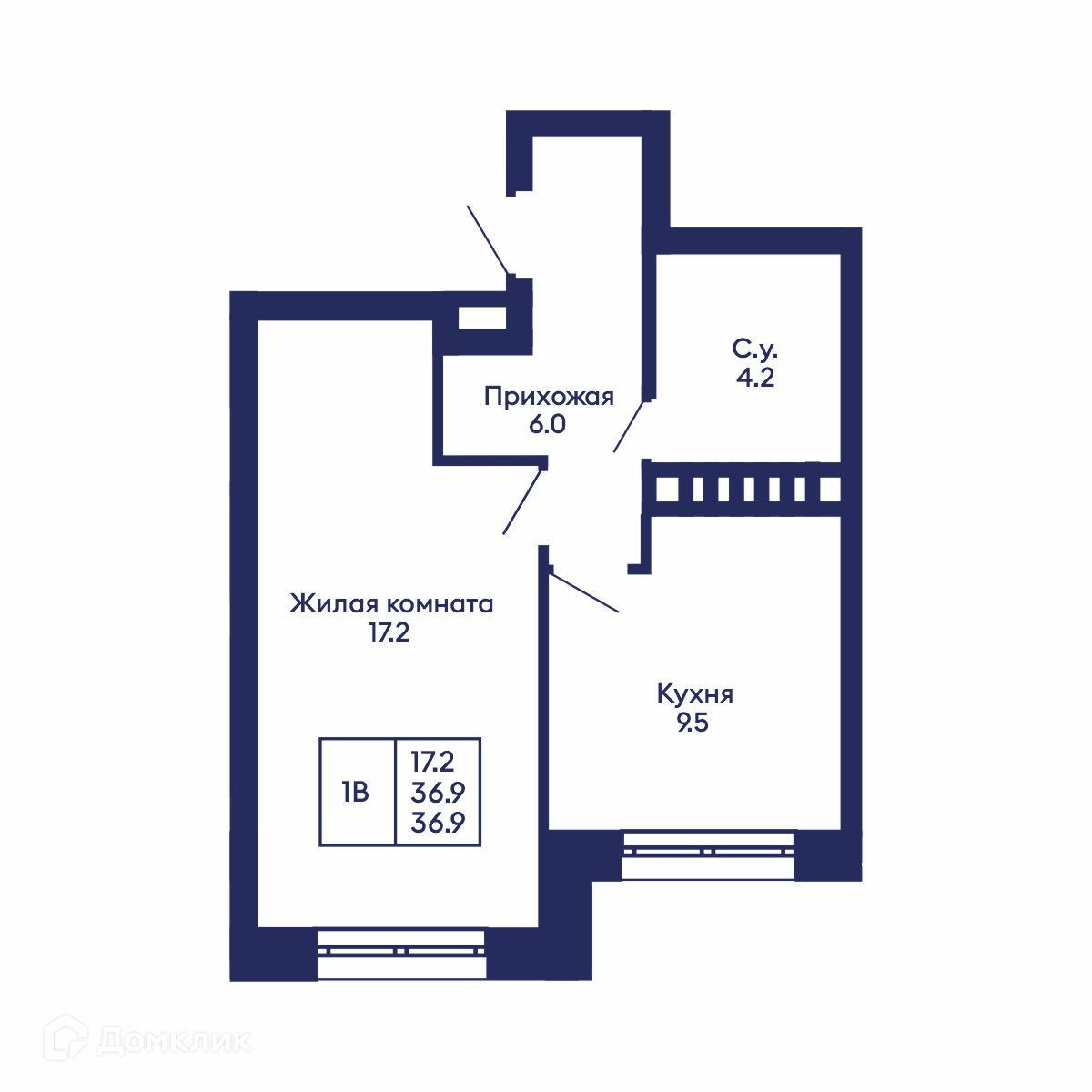 1-комн. квартира, 36.9 м²
