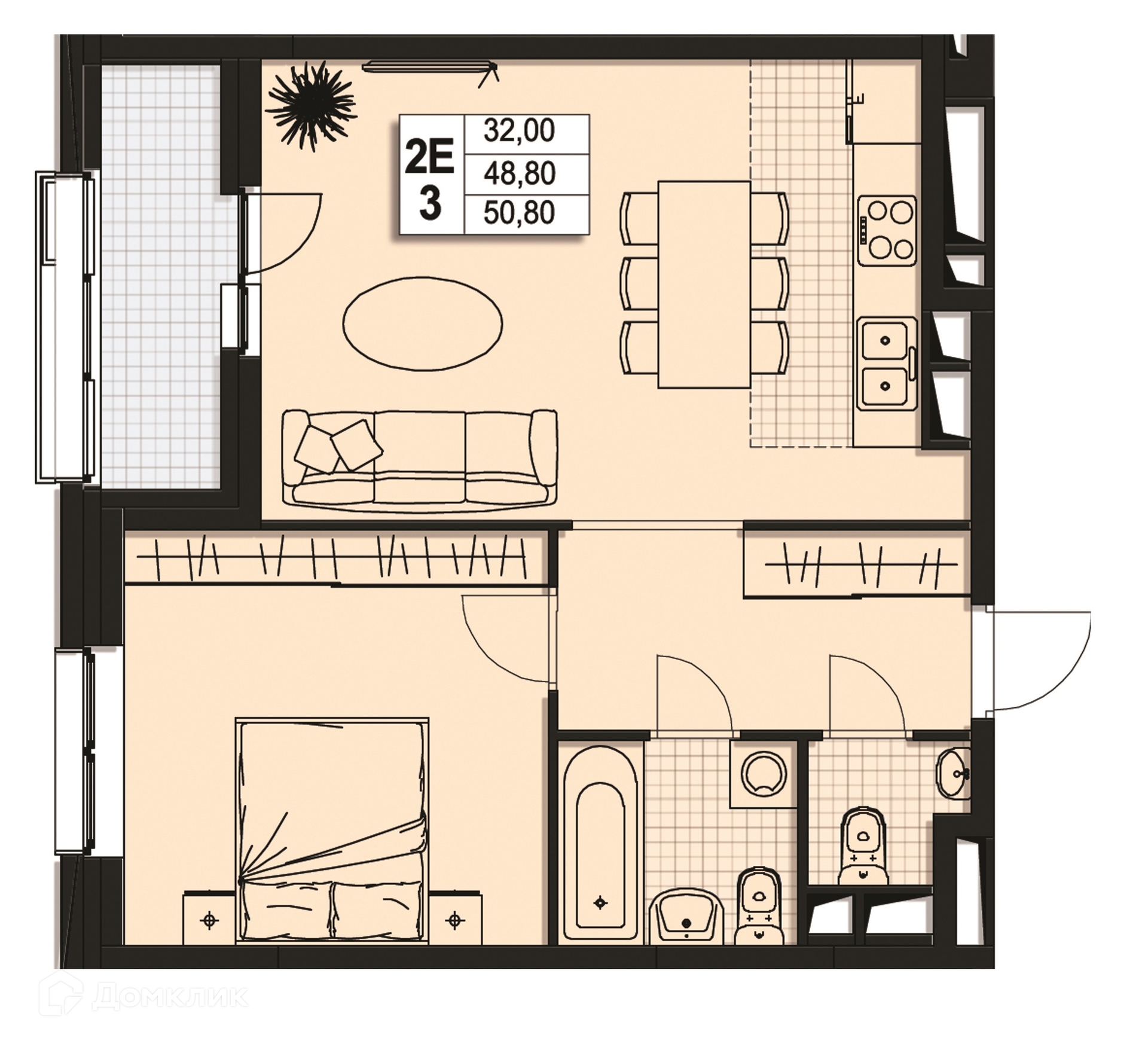 Купить 2-комнатную квартиру, 48.4 м² по адресу Московская область, Мытищи,  Новомытищинский проспект, 62к1, 7 этаж, метро Медведково за 11 459 261 руб.  в Домклик — поиск, проверка, безопасная сделка с жильем в офисе Сбербанка.